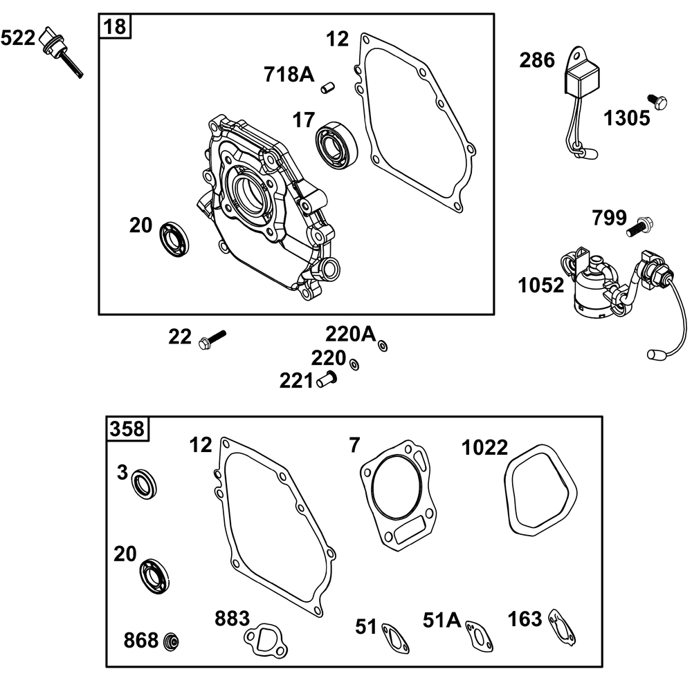 Crankcase Cover/Sump And Lubrication Group Diagram and Parts List for 106232-0286-H5 100000 - 19Z999 Briggs and Stratton Engine
